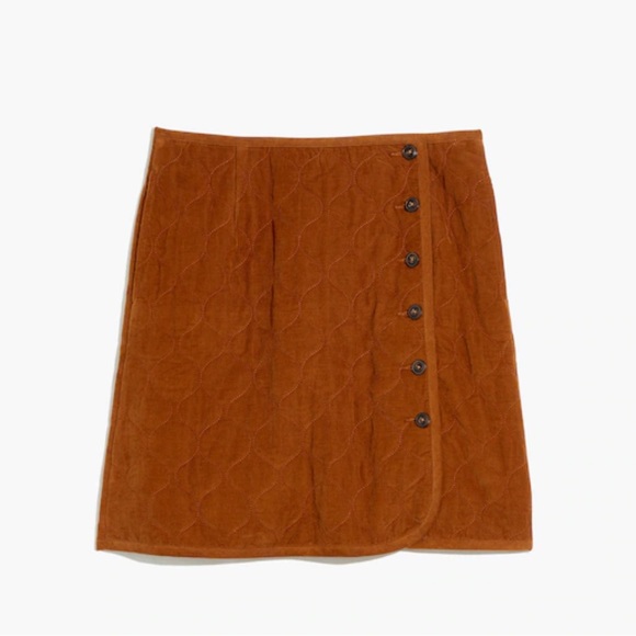MADEWELL Curvy Corduroy Quilted Mini Skirt Warm Coffee 10 - Picture 1 of 15